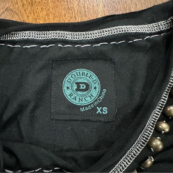 Double D Ranch Concho Sleeve Western Print Stud Embellished Long Sleeve Top XS - Picture 4 of 8